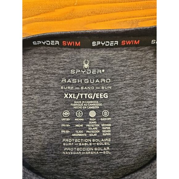 SPYDER Shirt Men's XXLarge Charcoal Rash Guard Surf - Sand - Sun - Picture 6 of 6